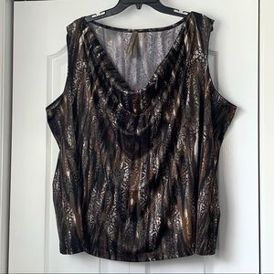 PENNINGTONS animal print drape neck blouse sleeveless plus size 4X office summer
